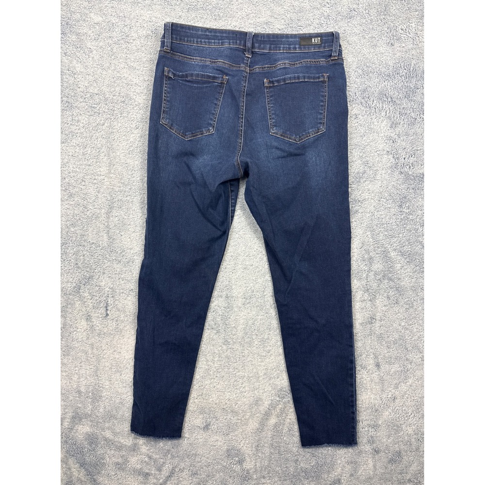 Kut from the Kloth Womens 10 Blue Skinny Jeans Step Hem Raw Edge Frayed - Picture 8 of 15